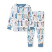 Sunrise Slopes Organic Cotton Two-Piece Pajamas - Mountain Blue